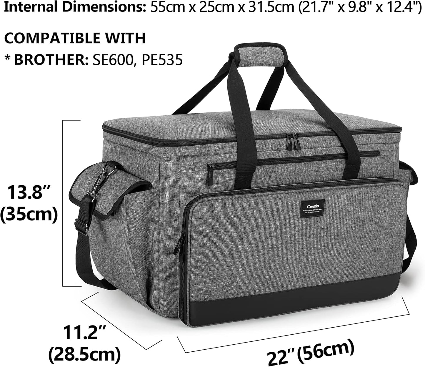 CURMIO Sewing and Embroidery Machine Carrying Case Universal Tote Bag