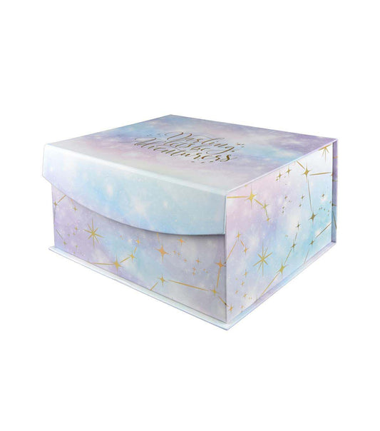 12 x 10 Blue Holographic Gold Foil Flip Top Box by Place   Time