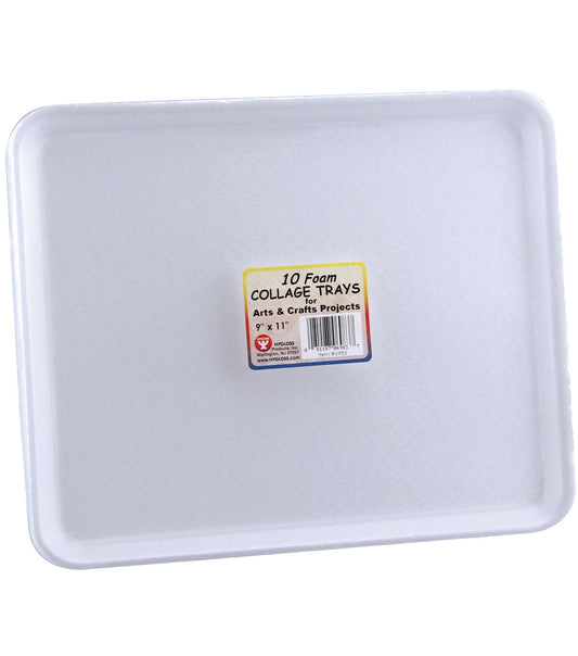 Foam Collage Trays 9X11 10 Pkg White