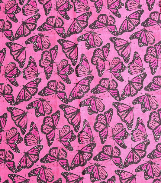 Bright Pink Butterfly Cotton Fabric by Keepsake Calico