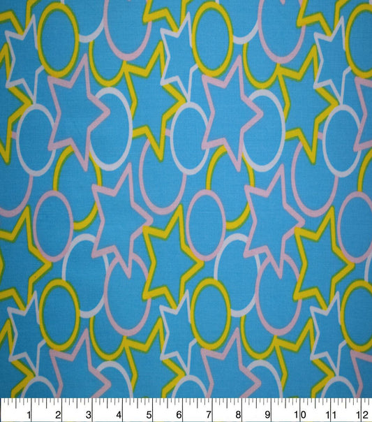 Blue   Yellow Stars   Circles Quilt Cotton Fabric by Quilter s Showcase