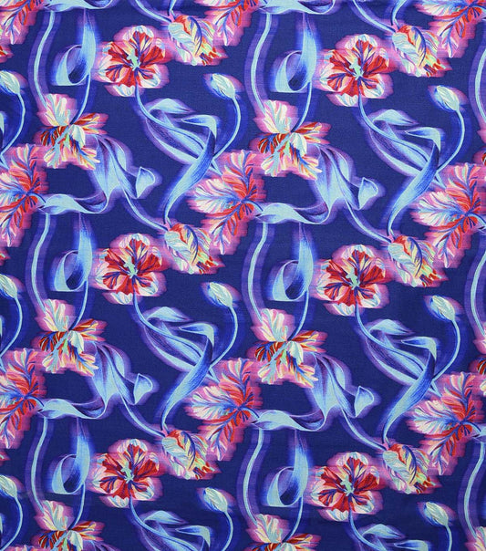 Blue   Red Floral Quilt Cotton Fabric by Keepsake Calico