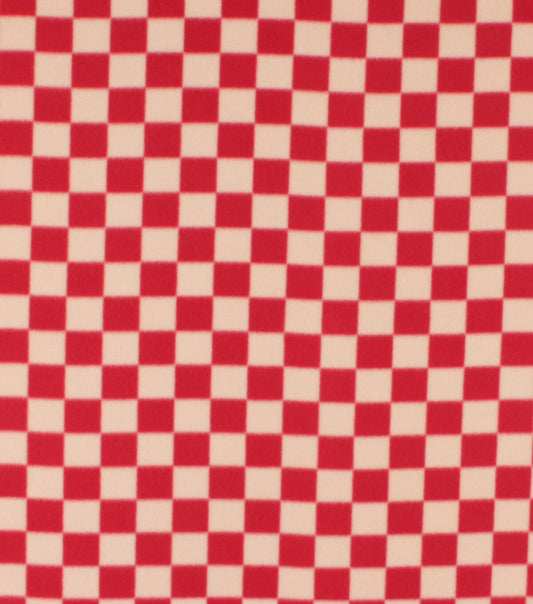 Blizzard Prints Come Together Red Checker Fleece Fabric