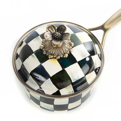 Mackenzie-Childs Courtly Check Enamel 1 Qt. Saucepan