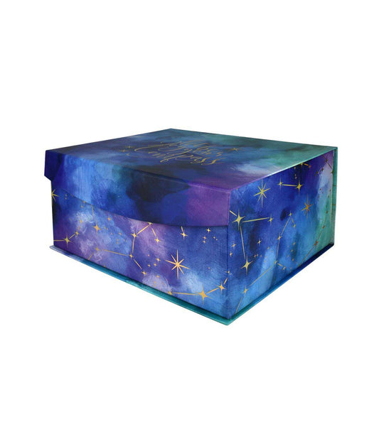 14 x 12 Blue Holographic Gold Foil Flip Top Box by Place   Time