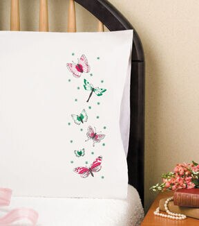 Design Works 30 x 20 Butterflies Pillowcase Embroidery Kit 2pk