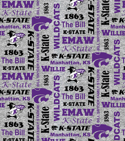 Kansas State Fleece Fabric Heather Verbiage