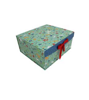 16 Dog Prints on Green Flip Top Box With Bow by Place   Time