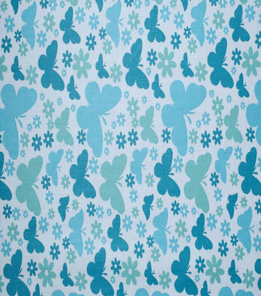 Butterflies on Teal Cotton Fabric by Quilter s Showcase