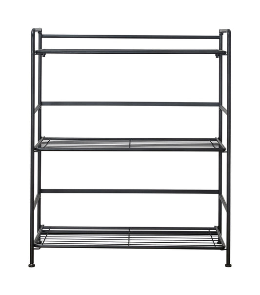 FlipShelf Black 3 Tier Metal Wide Shelving Unit
