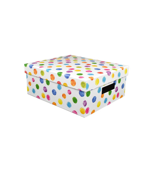 13 Rainbow Dot Rectangle Box With Cutout Handles by Place   Time