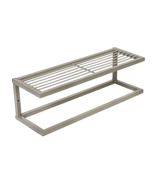 Honey Can Do 16 x 5 Satin Nickel Slatted Bath Shelf With Towel Bar
