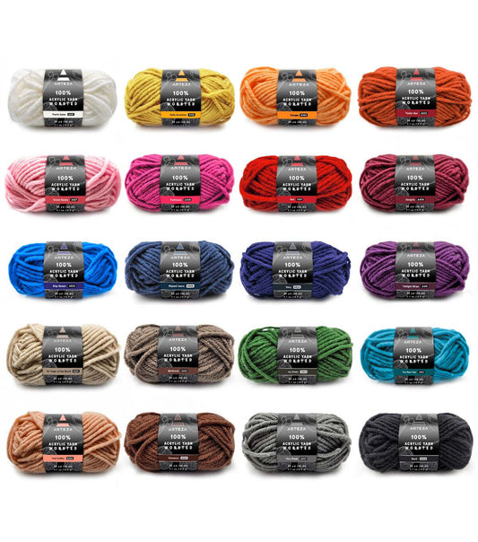 Arteza Dark Colors Premium Worsted Acrylic Yarn 20 Bundle