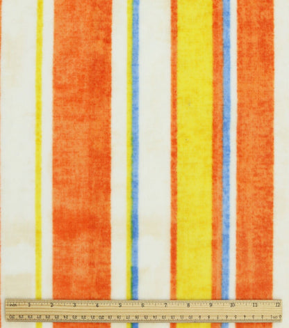 Orange Stripe Luxe Fleece Fabric