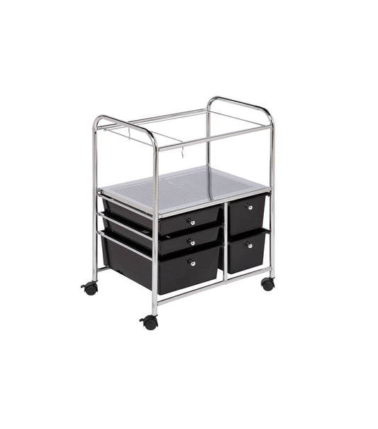 Honey Can Do 15 x 29 Silver Chrome   Black 5 Drawer Rolling File Cart