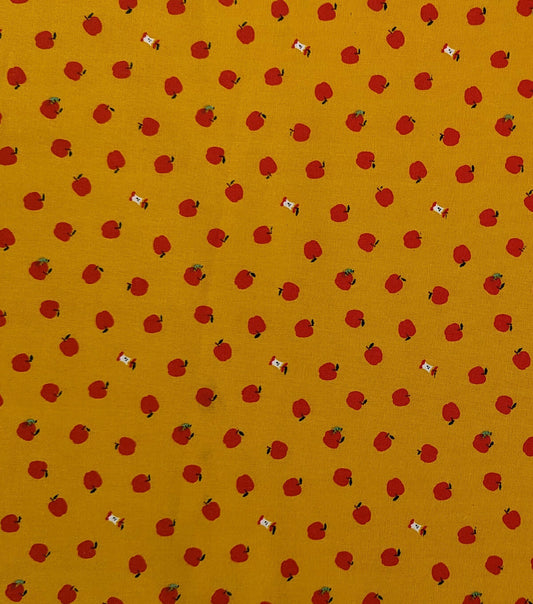 Apples On Yellow Novelty Cotton Fabric by POP!