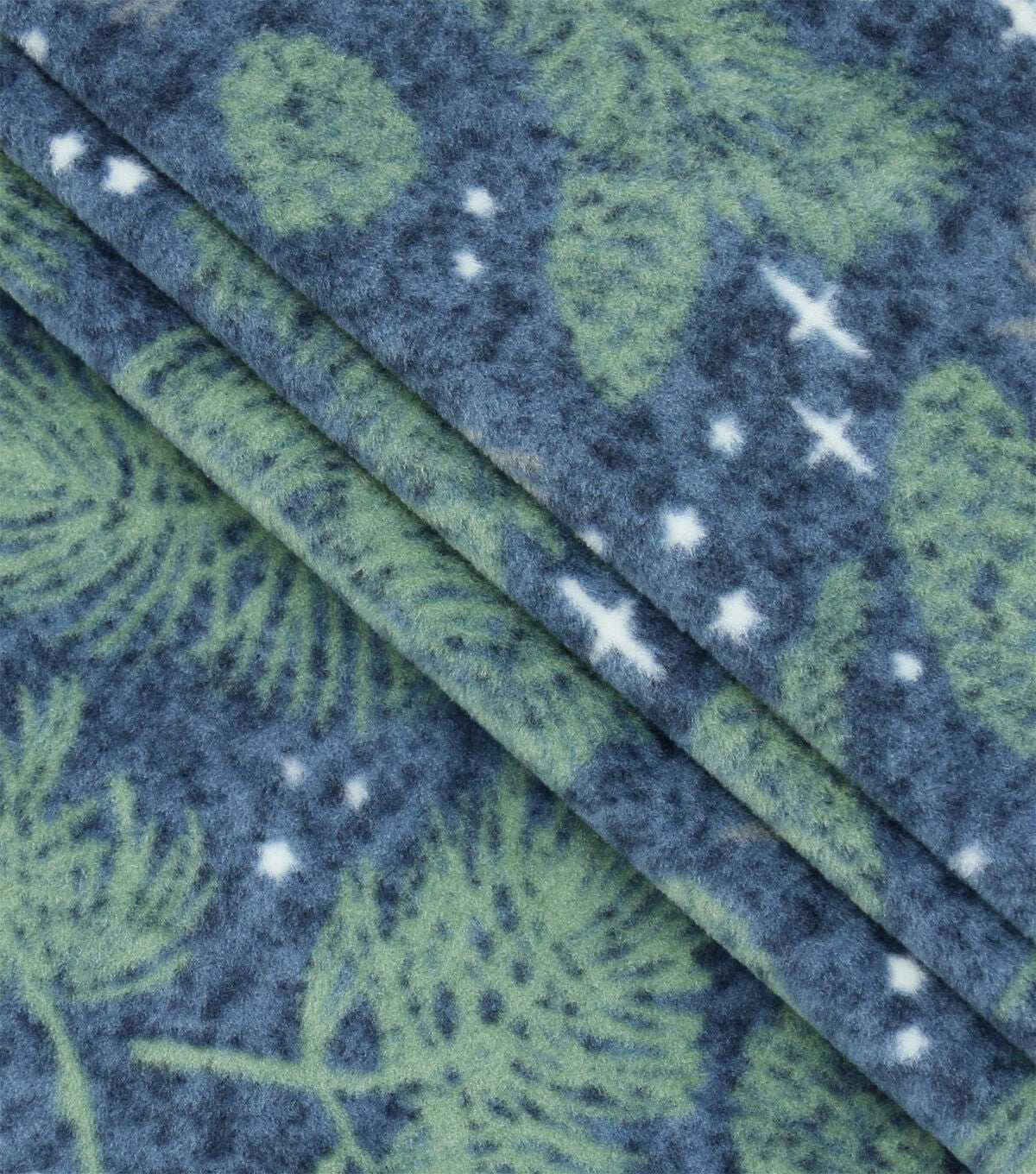Blue Pinecone   Needles Luxe Fleece Fabric