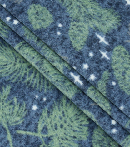 Blue Pinecone   Needles Luxe Fleece Fabric