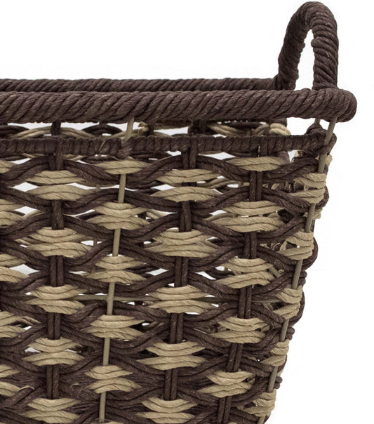 16.5 x 11 Dark Brown Woven Basket With Handles by Place   Time