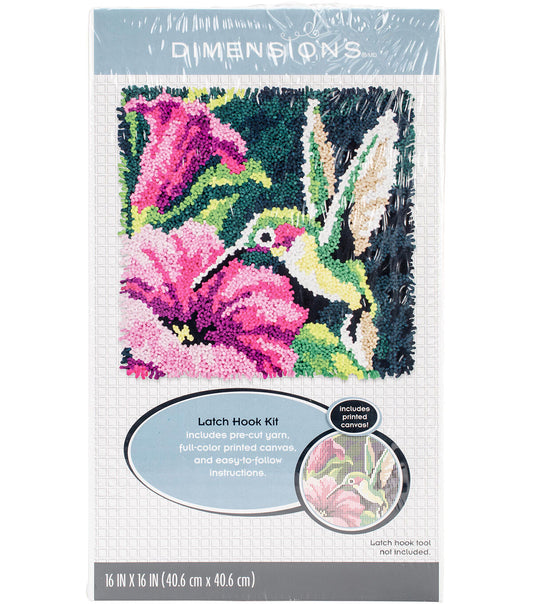 Dimensions Latch Hook Kit 16 x16  Hummingbird