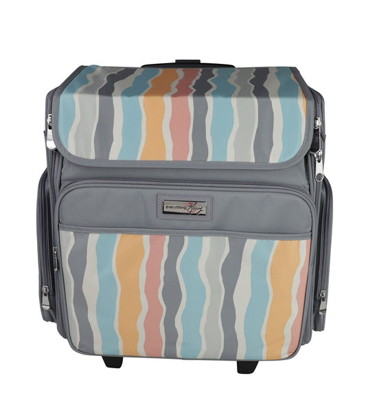 Everything Mary 19 Gray   Pastel Striped Collapsible Rolling Craft Bag