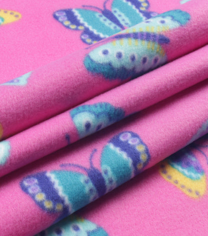 Butterfly on Pink Blizzard Fleece Fabric