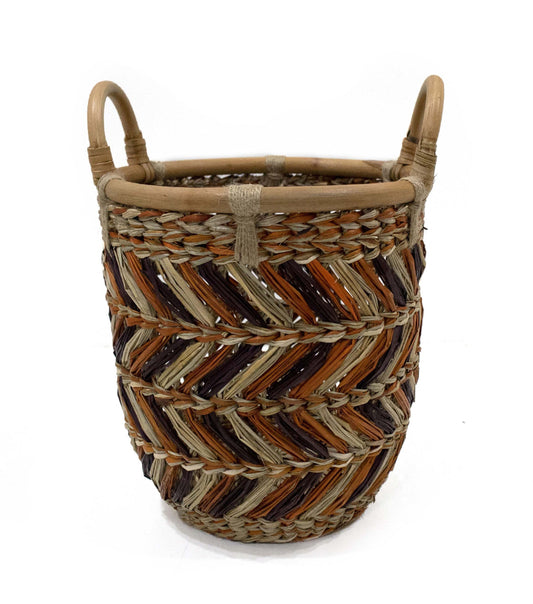 10 Chevron Seagrass   Rattan Woven Basket by Place   Time