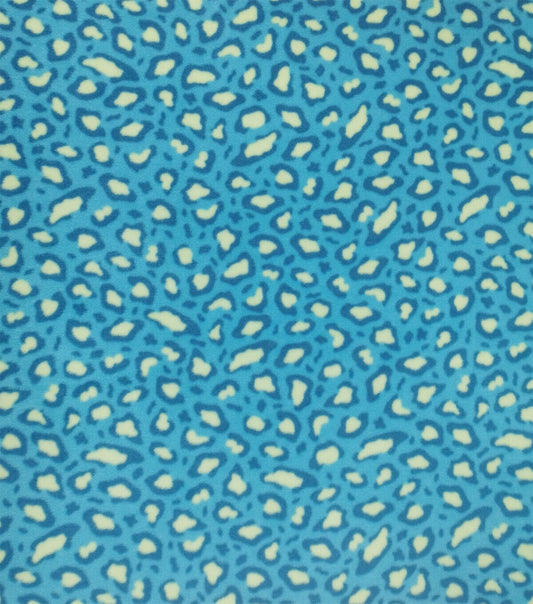 Blue   Yellow Cheetah Skin Anti Pill Fleece Fabric