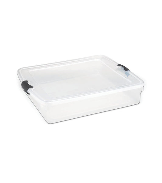Homz 14 Gallon Clear   Gray Plastic Underbed Storage Container
