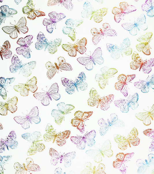 Multicolor Foil Rainbow Butterfly Pure Plush Fleece Fabric