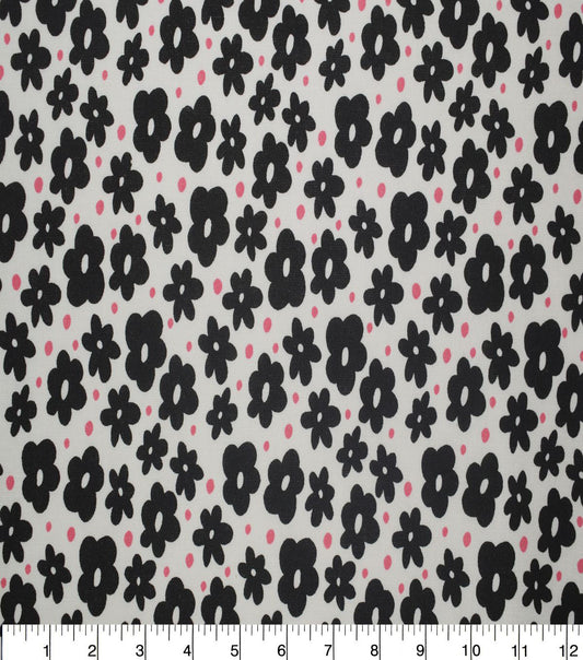 Black Floral   Pink Dots Quilt Cotton Fabric by Quilter s Showcase