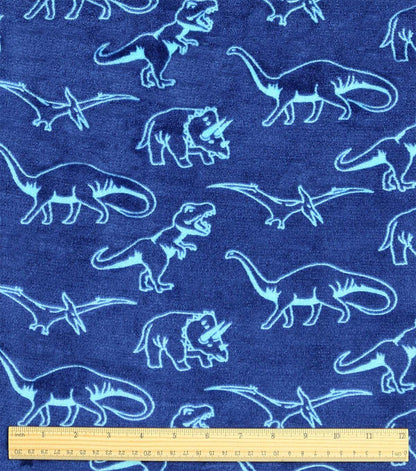 Blue Dinosaurs Sew Lush Fleece Fabric
