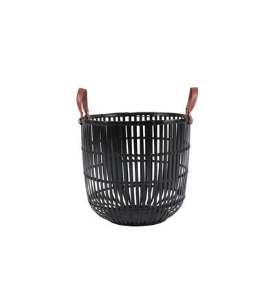 14 Black Bamboo Basket With Handles by Place   Time