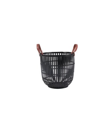 12 Black Bamboo Basket With Handles by Place   Time