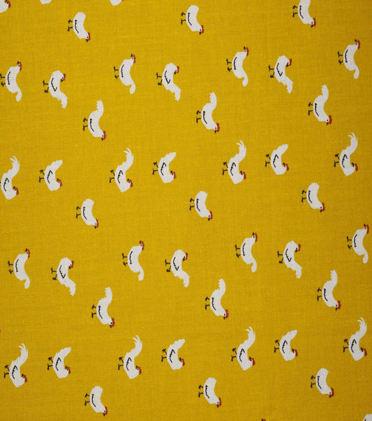 Barnyard Roosters on Yellow Cotton Fabric by Quilter s Showcase
