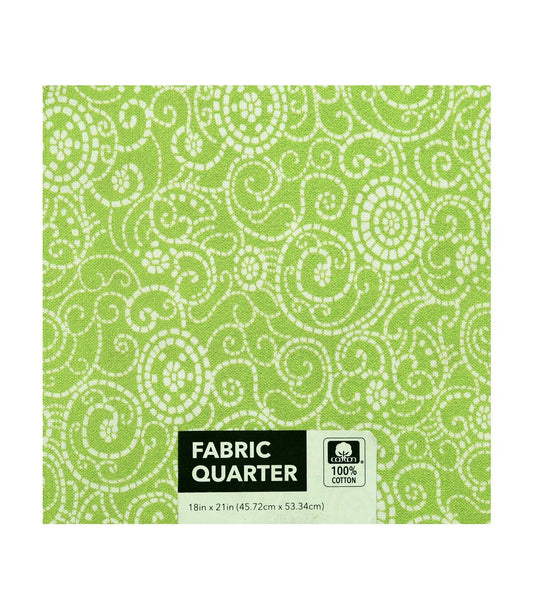18 x 21 Scroll on Green Cotton Fabric Quarter 1pc by Keepsake Calico