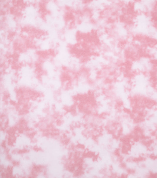 Light Pink   White Tie Dye Anti Pill Fleece Fabric