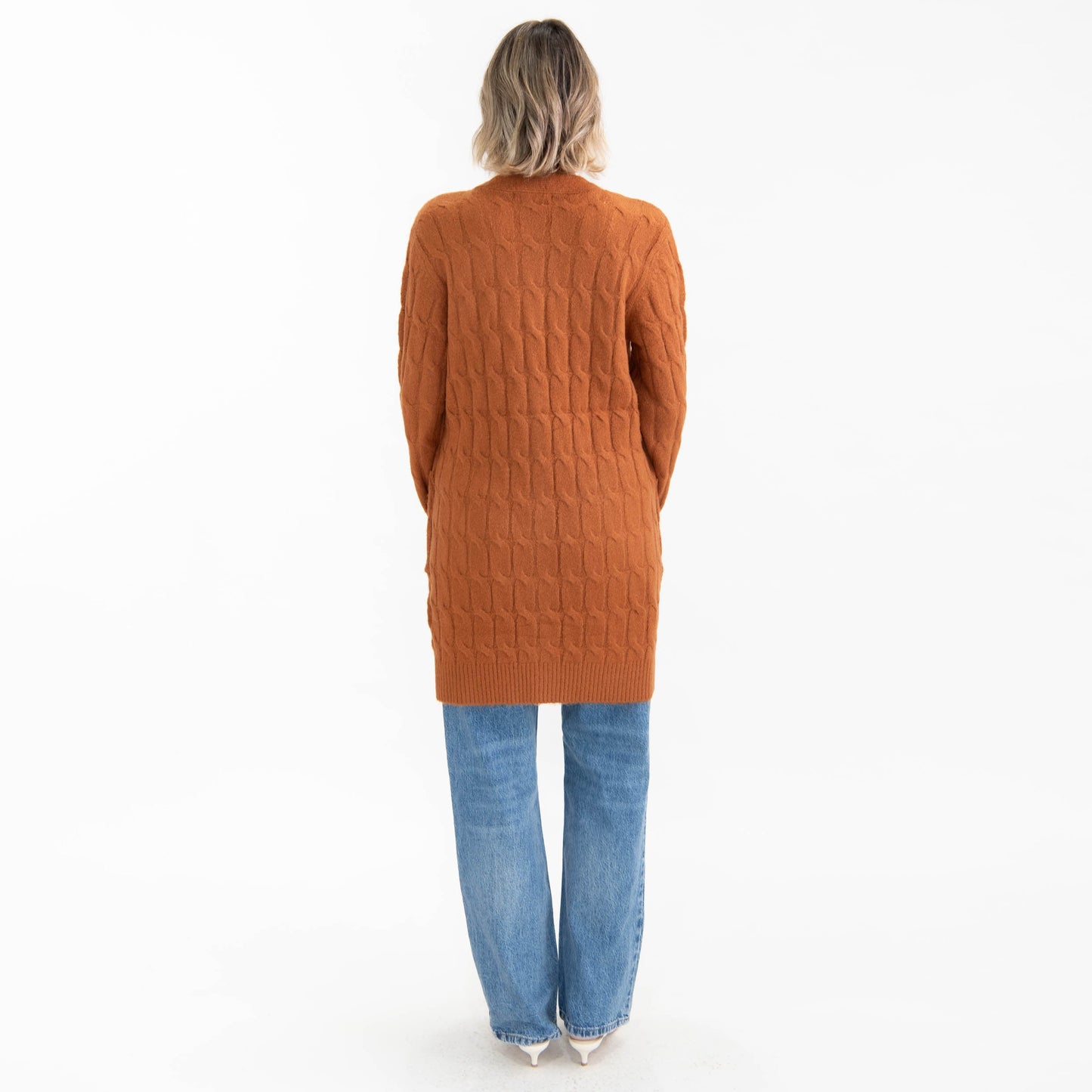 Thankful Grateful Blessed Cable Knit Cardigan