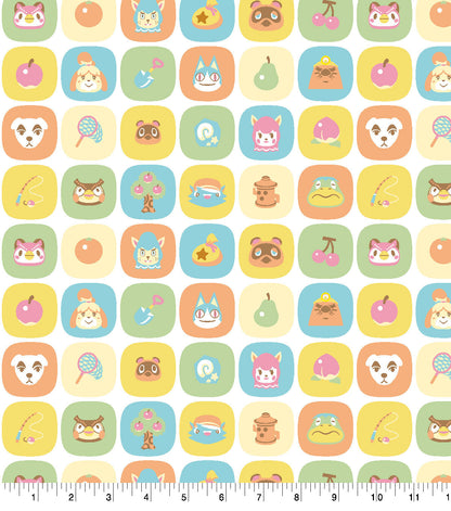 Animal Crossing Friends Tile Cotton Fabric