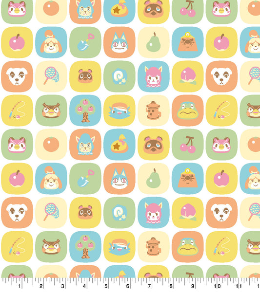 Animal Crossing Friends Tile Cotton Fabric