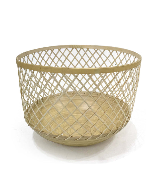 15 Natural Bamboo Open Weave Basket by Place   Time