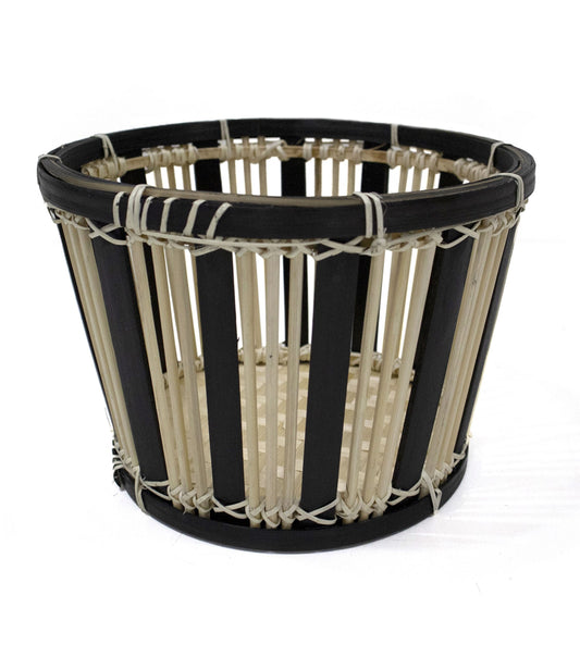 10 Black   White Bamboo Woven Basket by Place   Time
