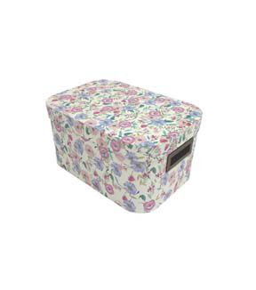 13 Floral on White Oval Box With Cut Out Handles by Place   Time