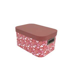 13 Red Hearts Oval Box With Cut Out Handles by Place   Time