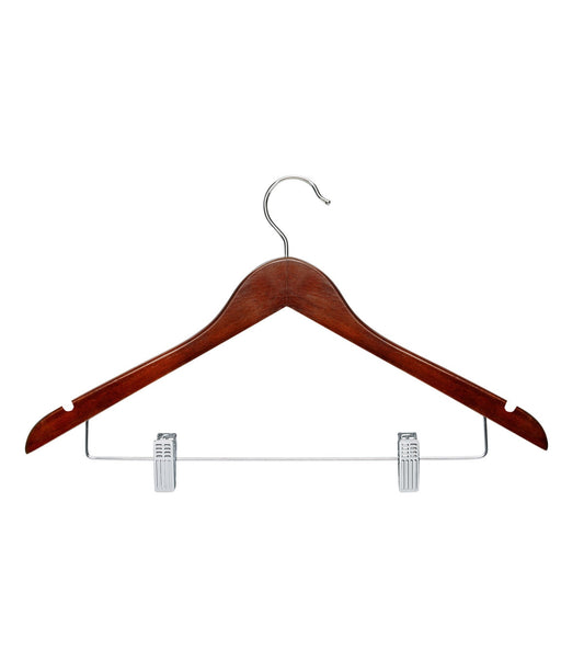 Honey Can Do 17.5 x 10 Cherry Wood Suit Hangers With Clips 12pk