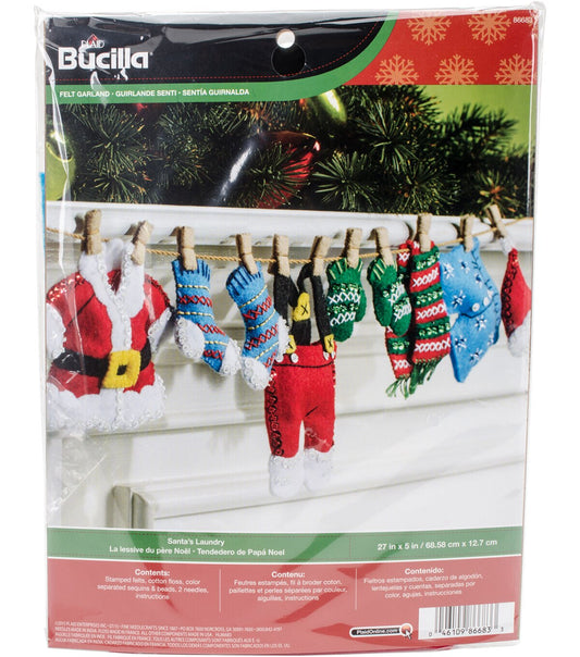 Bucilla 27 Santa s Laundry Garland Needle Felting Applique Kit
