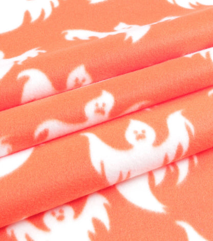 Orange Ghosts Blizzard Fleece Fabric