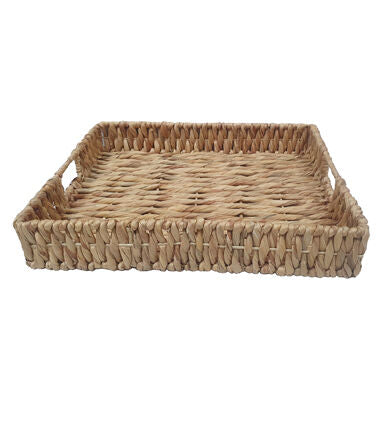 20 x 16 Natural Water Hyacinth Woven Tray by Place   Time