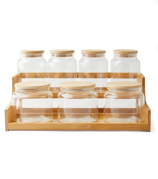 7ct Glass Jars   Wood Organization Shelf by Park Lane