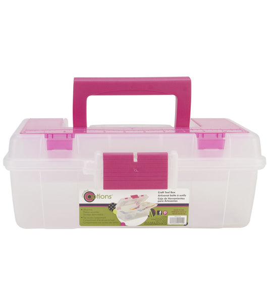 Creative Options 13 Clear   Pink Craft Tool Box Organizer